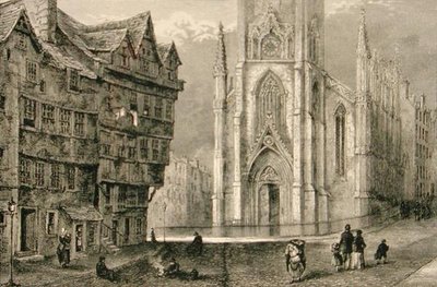 Head of West Bow, with the Assembly Hall in the mid 1800s, from 