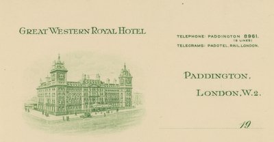 Headed notepaper from the Great Western Royal Hotel by English School