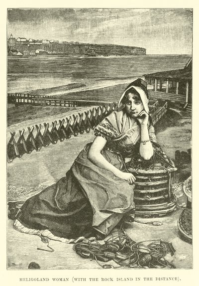 Heligoland woman, with the Rock Island in the distance by English School