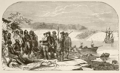 Henry Hudson Offers Liquor to the Indians in 1609 by English School