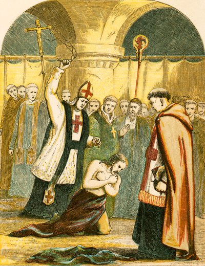 Henry II scourged by the priests at Canterbury by English School