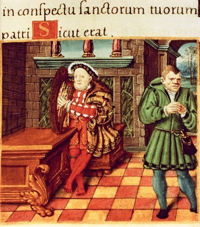 Henry VIII Playing a Harp with his Fool Wil Somers, from the King