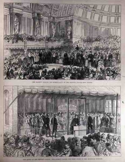 Her Majesty Opening the Queens Hall of the Peoples Palace and Laying the First Stone of the Technical Schools by English School