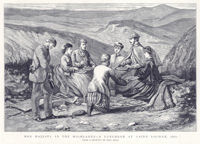 Her Majesty in the Highlands - A Luncheon at Cairn Lochan, 1861 by English School