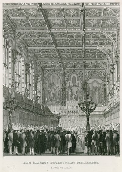Her Majesty Proroguing Parliament, the House of Lords by English School
