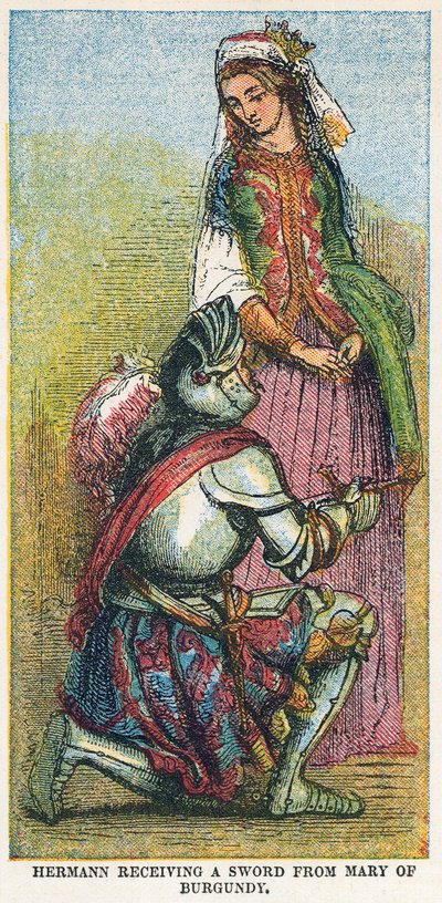 Hermann Receiving a Sword from Mary of Burgundy by English School