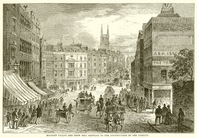 Holborn Valley and Snow Hill Previous to the Construction of the Viaduct by English School