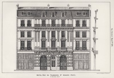 Hotel, Rue Du Faubourg St Honore, Paris by English School