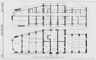 Hotel and Shops, on the Holborn Viaduct by English School