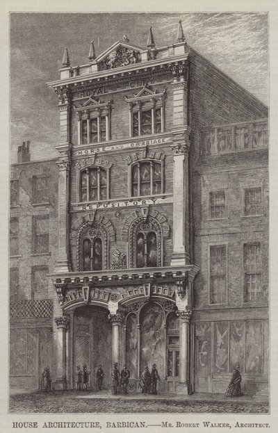 House Architecture, Barbican (engraving) by English School