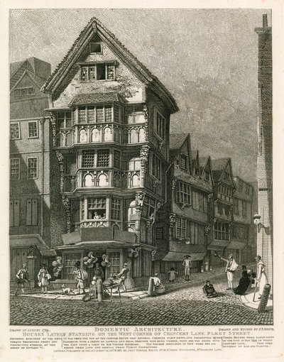 Houses lately standing on the west corner of Chancery Lane, Fleet Street, London by English School