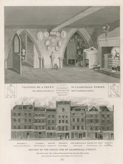 Houses on the north side of Leadenhall Street, erected on the site of those destroyed by the extensive fire of 1765 by English School