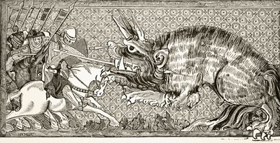 How Alexander Did Battle with the Beast, After a Miniature in a 13th Century Manuscript, from 