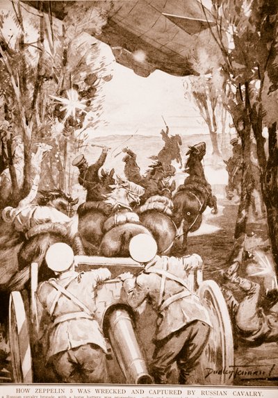 How Zeppelin 5 was Wrecked and Captured by Russian Cavalry, 1914-19 by English School