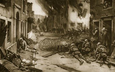 How the Italians drove the Austrians out of burning Asiago in June, 1916, and stayed their thrust towards the Venetian Plains by English School