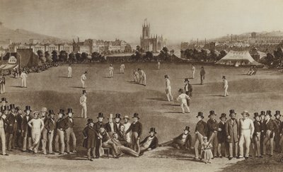 How they played cricket when Queen Victoria was young (litho) by English School