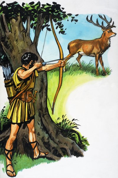 Hunter and Stag by English School