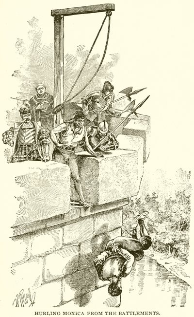 Hurling Moxica from the Battlements by English School
