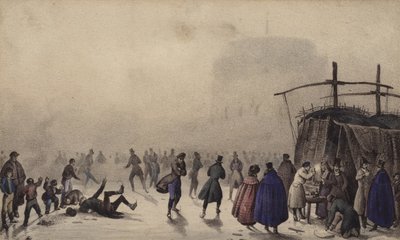 Ice Skating on City River by English School