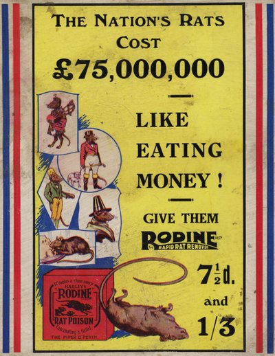 Illustrated Advertisement for Rat Poison by English School