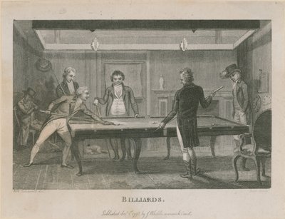 Illustration Depicting a Group of Men Playing Billiards by English School