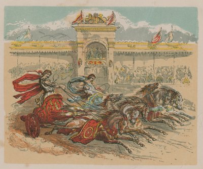 Illustration Depicting Two Chariots by English School