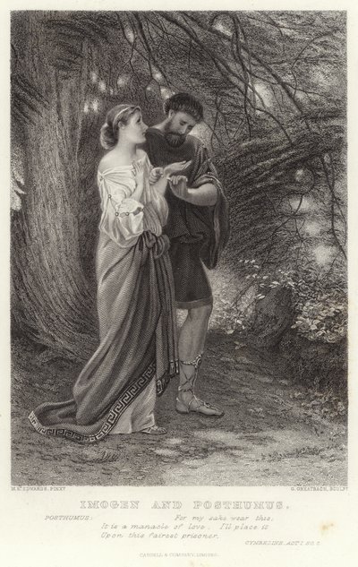 Imogen and Posthumus, Cymbeline, Act I, Scene 2 by English School