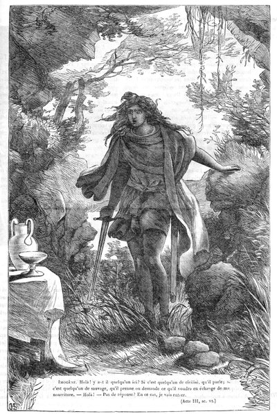 Imogen in Cymbeline - Illustration in Completes de William Shakespeare 1866 by English School