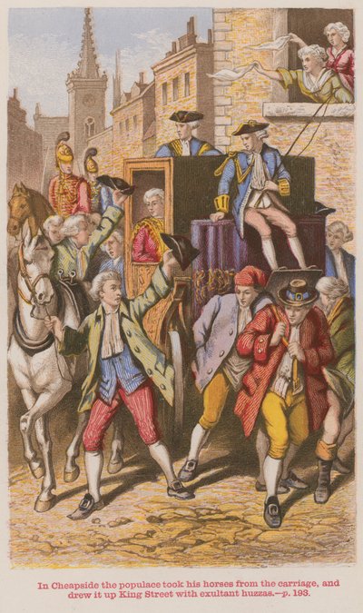 In Cheapside the Populace Took His Horses from the Carriage by English School