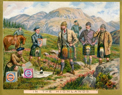 In the Highlands, a promotional card for Huntley & Palmers Biscuits, c.1890 by English School