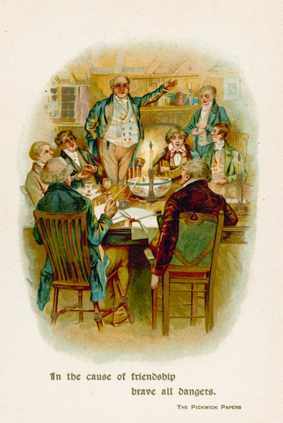 In the cause of friendship brave all dangers. The Pickwick Papers by English School