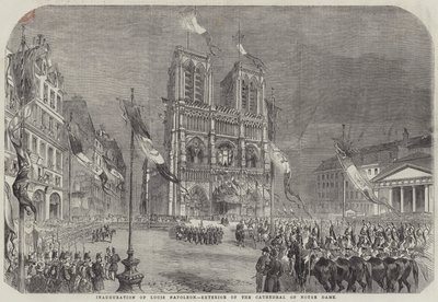Inauguration of Louis Napoleon, Exterior of the Cathedral of Notre Dame by English School