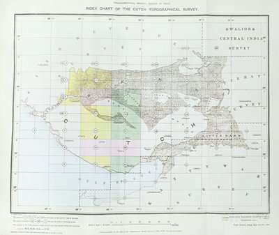 Index Chart of the Cutch Topographical Survey by the Trigonometrical Branch, Survey of India, Dehra Dun, November, 1881 by English School