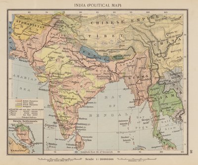 India, Political Map by English School