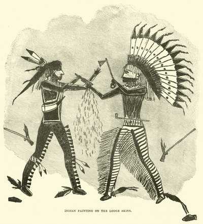 Indian painting on the lodge skins by English School