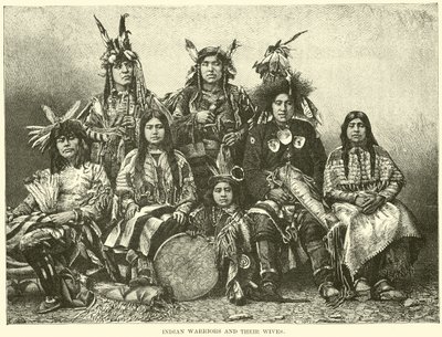 Indian warriors and their wives by English School