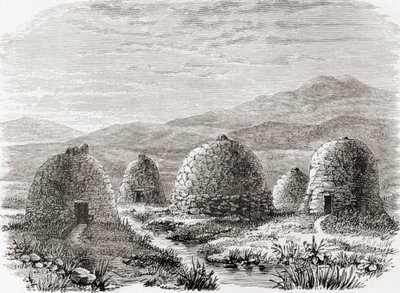 Inhabited huts on Uig, Island of Lewis in the Outer Hebrides in 1859, from 