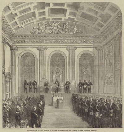 Installation of the Prince of Wales at Edinburgh as Patron of the Scottish Masons by English School