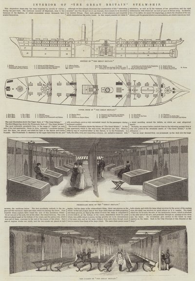 Interior of "The Great Britain" Steam-Ship by English School