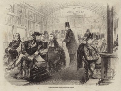 Interior of an American Railway Car by English School