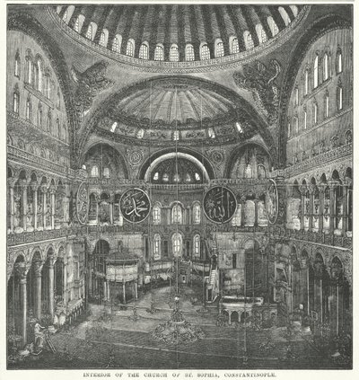 Interior of the Church of St Sophia, Constantinople by English School