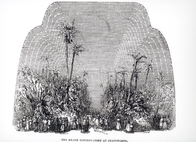 Interior of the Great Conservatory at Chatsworth, 1843 by English School