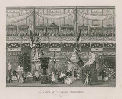 Interior of the Great Exhibition, 1851, French and Belgium Department by English School
