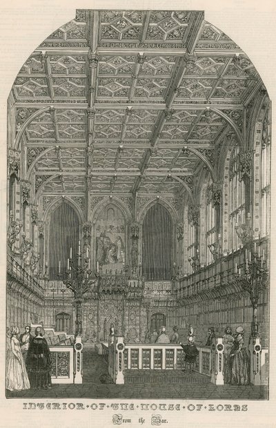 Interior of the House of Lords, Westminster, London, from the Bar by English School