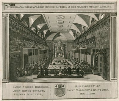 Interior of the House of Lords during the trial of Her Majesty Queen Caroline by English School