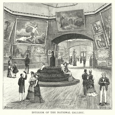 Interior of the National Gallery (engraving) by English School