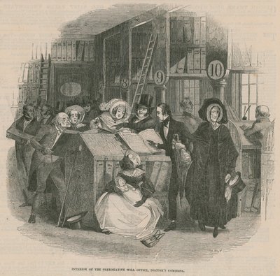 Interior of the Prerogative Will Office, Doctors Commons, London by English School