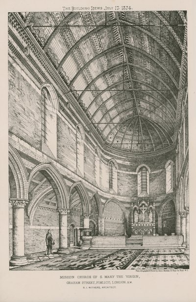 Interior View of the Mission Church of St. Mary the Virgin by English School