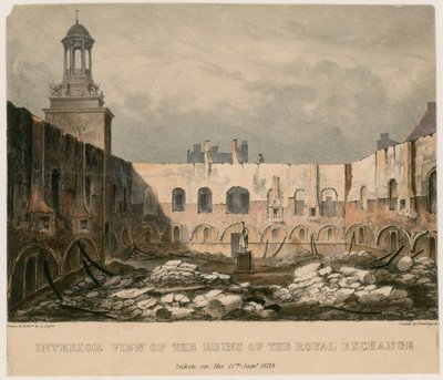 Interior View of the Ruins of the Royal Exchange, London, Taken on 11 January 1838 by English School
