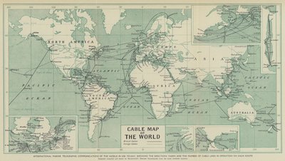 International Marine Telegraphic Communications of the World in Use Today, Showing the Directions Taken and the Number of Cable Lines in Operation in Each Route by English School